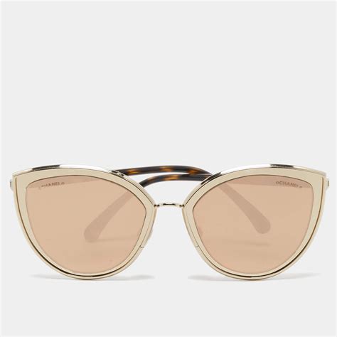 chanel mirrored 18 karat gold sunglasses